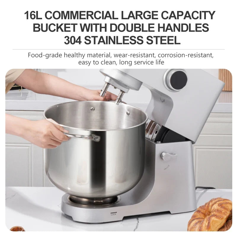 SUNATUR 16L Stand Mixer 2200w electric kitchen blender Commercial Food processor Large capacity Two kneading hooks dough mixer