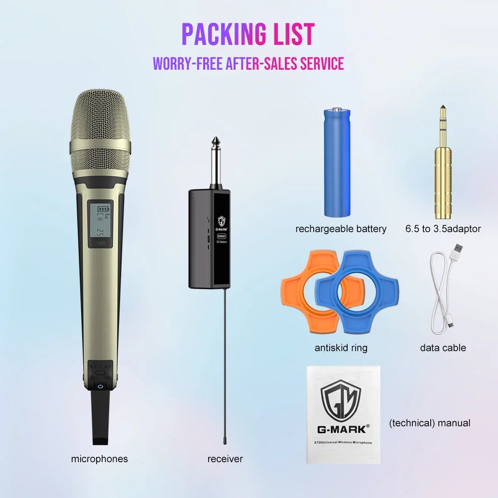 G-MARK SKM9000 Wireless Microphone Professional UHF Frequency Adjustable Metal Sheel For Paryt Show Teaching Wedding