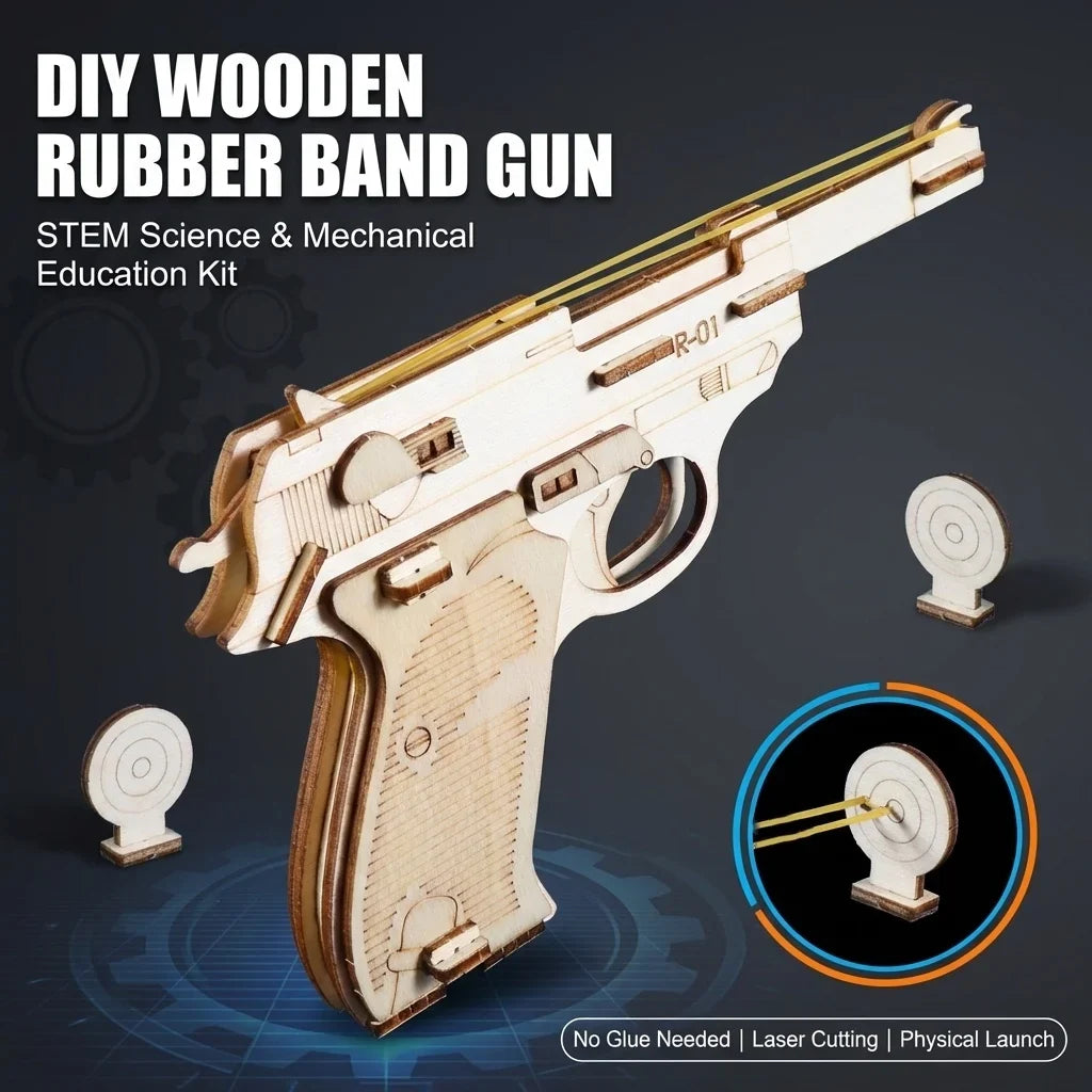 STEM DIY Rubber Band Gun Model Tech Production Invention Science Experiment Kit Puzzle Teaching Aids Material For Kids Students