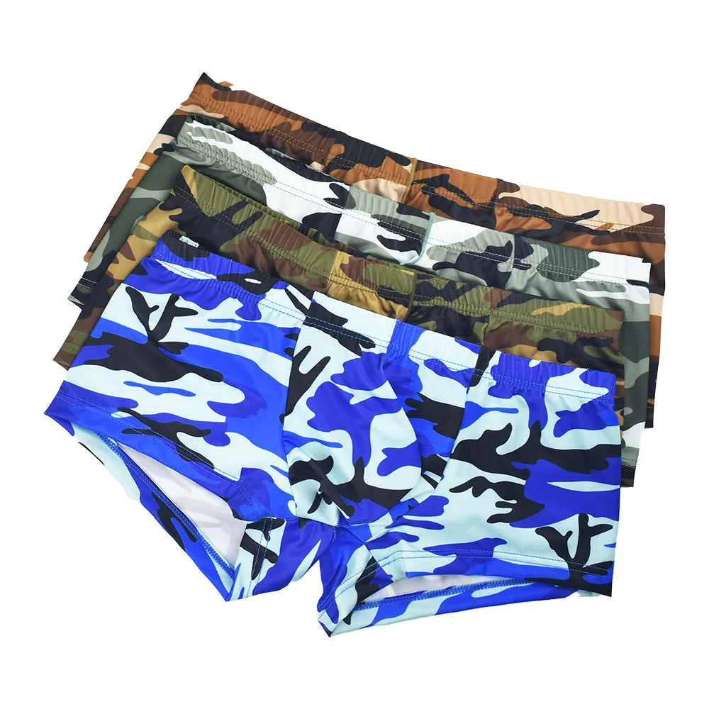 Camouflage Print Men's Boxer Briefs - U-Shaped Pouch Ultra-Comfortable Underwear Perfect for Daily & Casual Wear