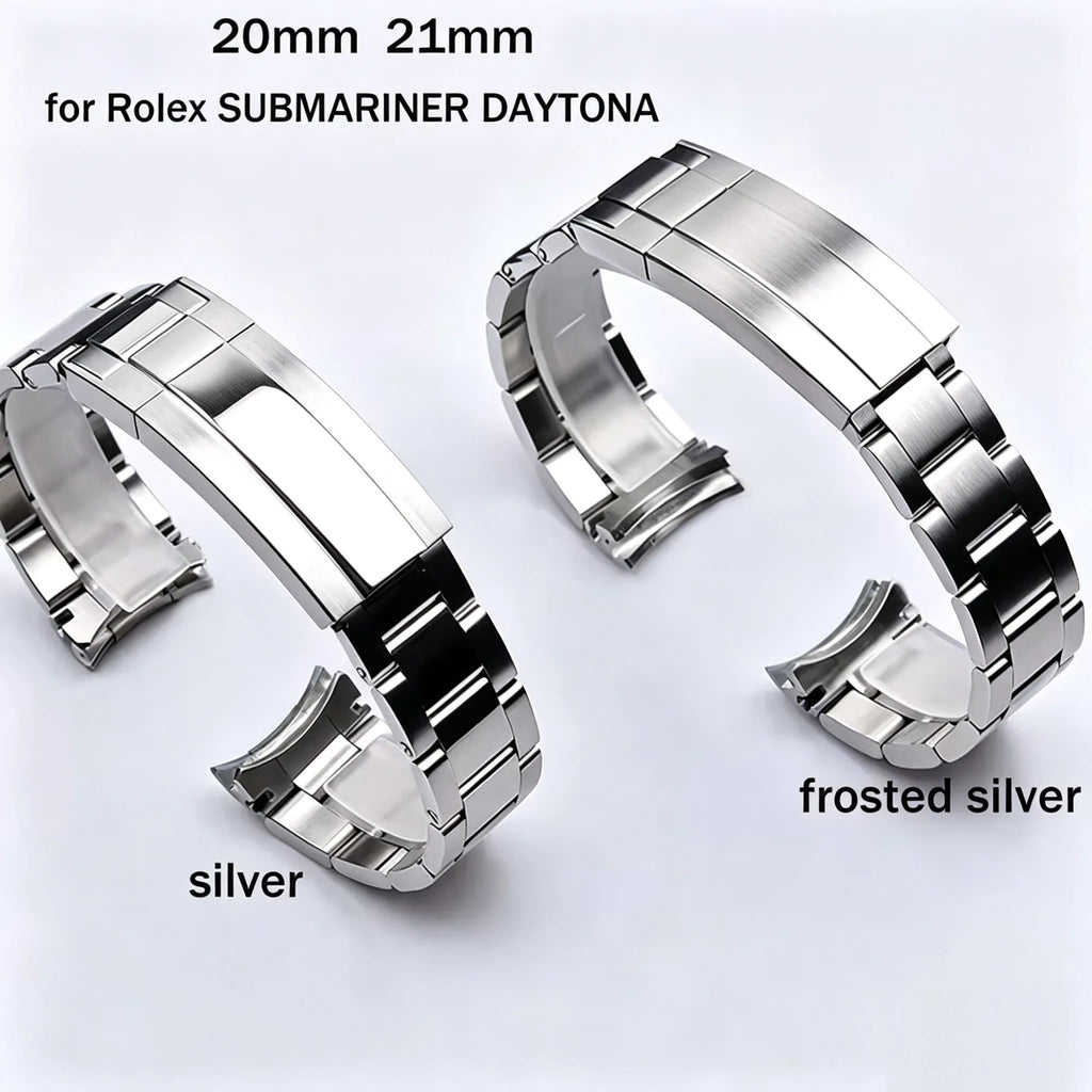 20mm 21mm For Rolex SUBMARINER DAYTONA SUP GMT Fit NH35 NH36 Curved End Interface Men's Oyster Solid Stainless Steel Watchband
