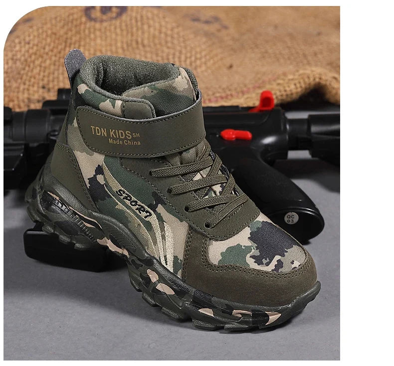 Kids Winter Snow Boots, Plush Camouflage, Warm Anti-Slip