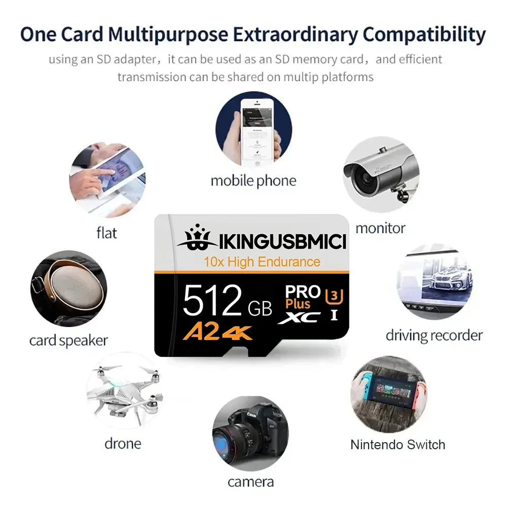 High Speed TF Cards Memory Card SD Cards Micro TF Card 32GB 128GB 256GB 512GB U1 Ultra HD Ultra HD for Action Camera Drone GoPro