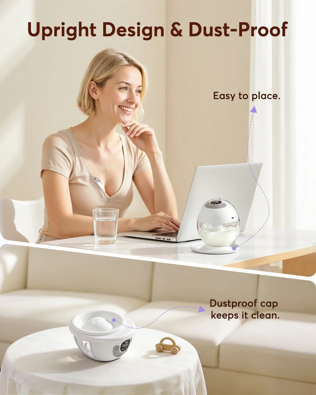 Breast Pump Hands-Free, Upgraded Wearable for Beginners, 325mmHg Strong Suction, 4 Modes & 12 Levels, Fast Milk Storage, Leak-proof, 17/19/21/24/27mm Flanges, USB-C Fast Charging, Quiet Operation, Comfortable Portable Design