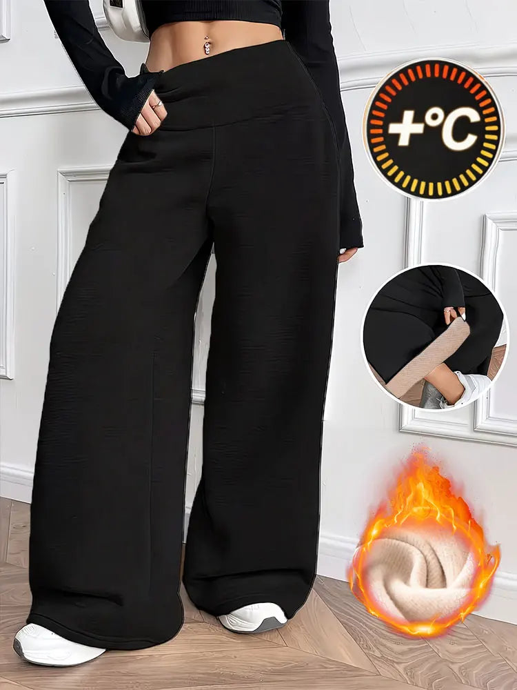 Winter Fleece Inner Straight Wide Leg Trousers High Waisted Straight Pant Suitable For Work Professional Style Plus Size Legging