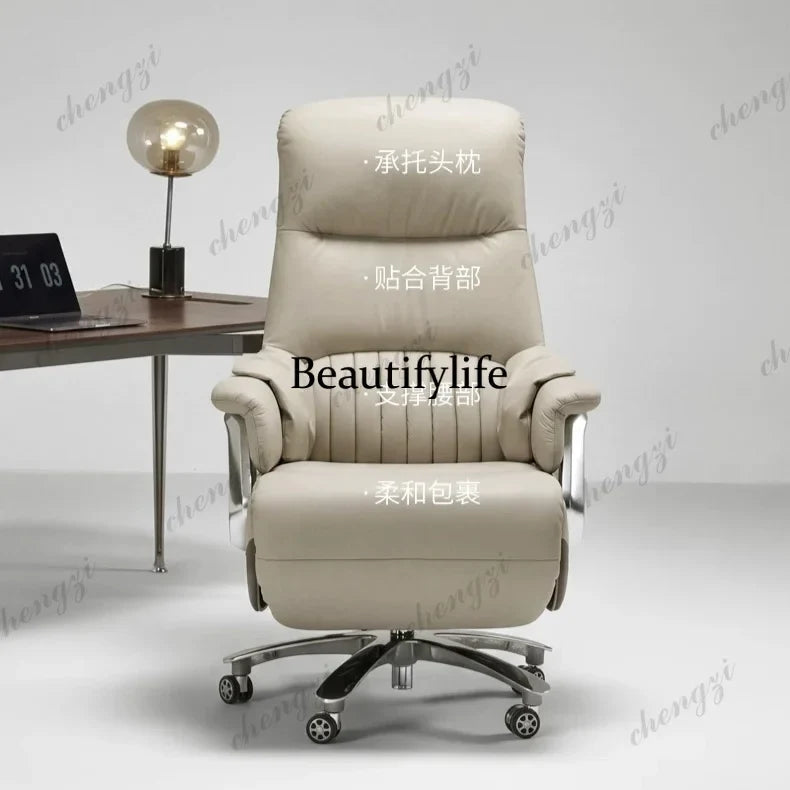 First layer cowhide electric boss chair ergonomic office chair waist support with pedal computer chair