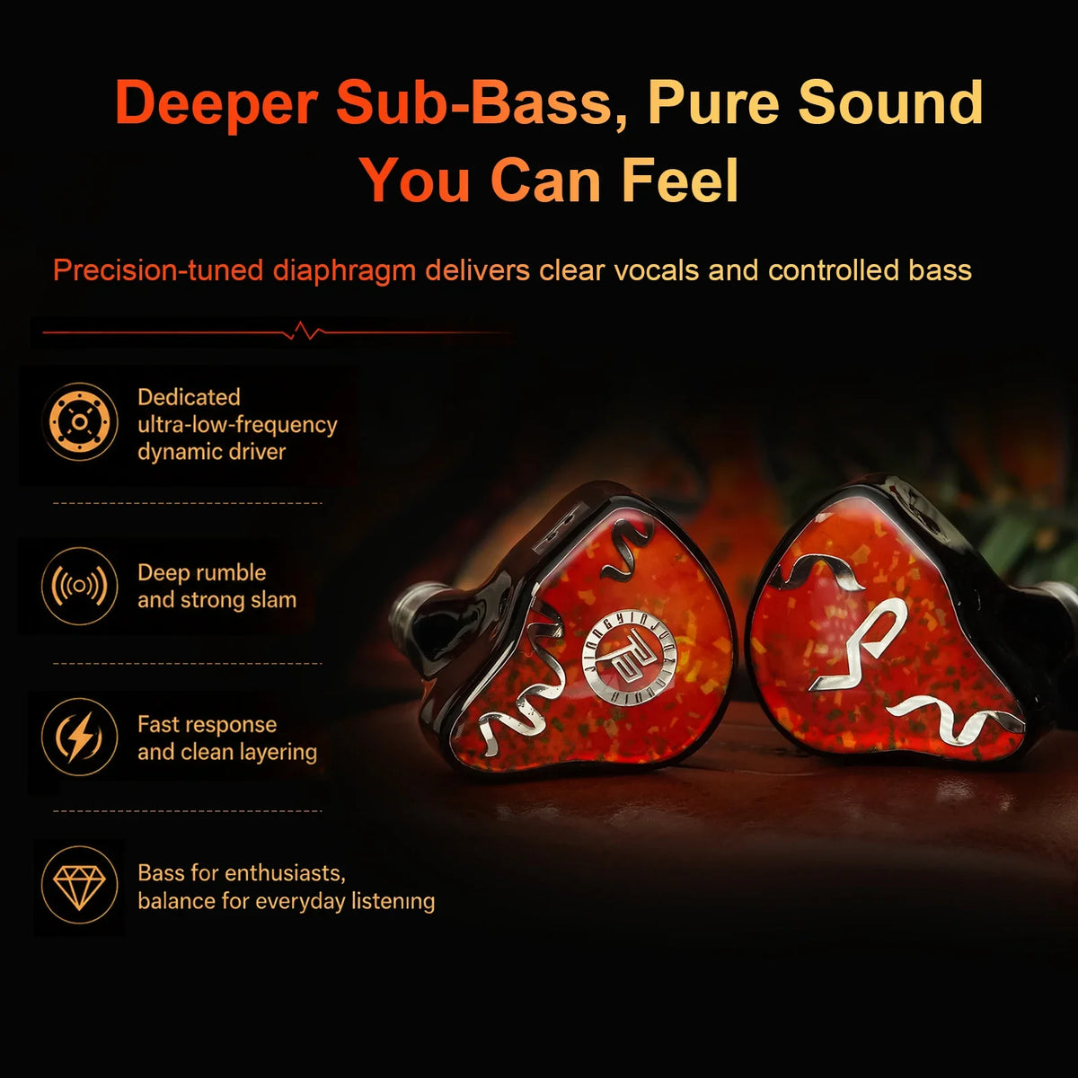 Juzear X Vivir Digital SWOOP Fiesta Bass In-ear Wired Earphone 1DD+3BA Hybrid HiFi Gaming IEM with 3.5mm Mic+4.4mm Dual Cable