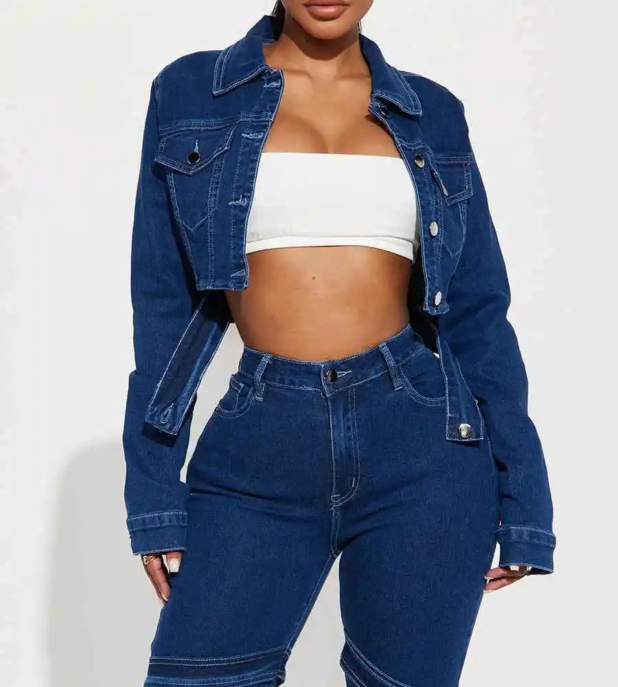 Hot Sale Blue Denim Jacket Women Short Jean Jacket Denim Button up Coat Oversize Denim Jacket for Ladies OEM Serviced
