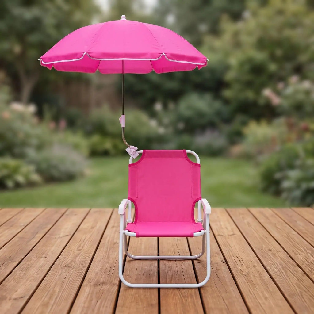 Portable Outdoor Folding Seat with Umbrella Alloy Frame Beach Chair Compact Lightweight for Camping Fishing Travel Shade Relax