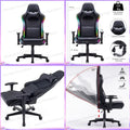 210 Gaming Chair Ergonomic Office Computer Desk Seat Adjustable Backrest Headrest RGB LED Light Imitation Leather Gamer
