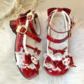 Cute Lolita Mary Jane Heels with Bunny Bows Lace and Bells for Cosplay and Tea Parties