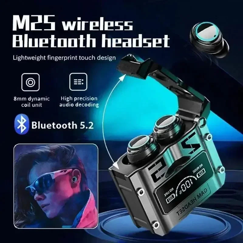 New Original M25 Bluetooth 5.3 TWS Wireless Headphones with LED Display Stereo Headset Touch Control Earbuds Noise Reduction