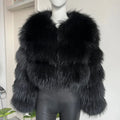 BEIZIRU Women's Short Real Raccoon Fur Coat Winter Long Sleeve Hooded Natural Luxury Thick Jacket for Fashionable Cold Weather