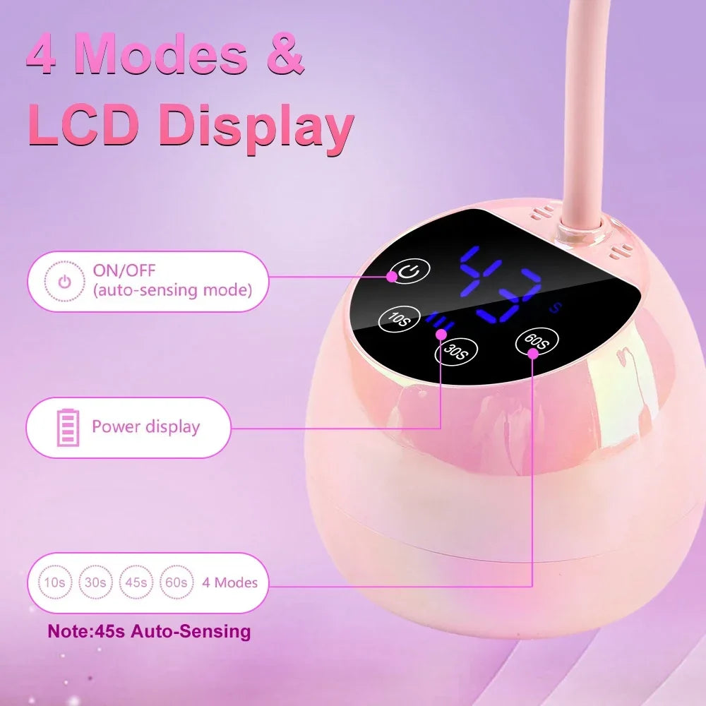 UV LED Nail Lamp, Cordless Gel X Nail Lamp Flash Cure, Auto Sensor Gooseneck Portable USB Gel Nail Dryer U V Light with 4 Timers
