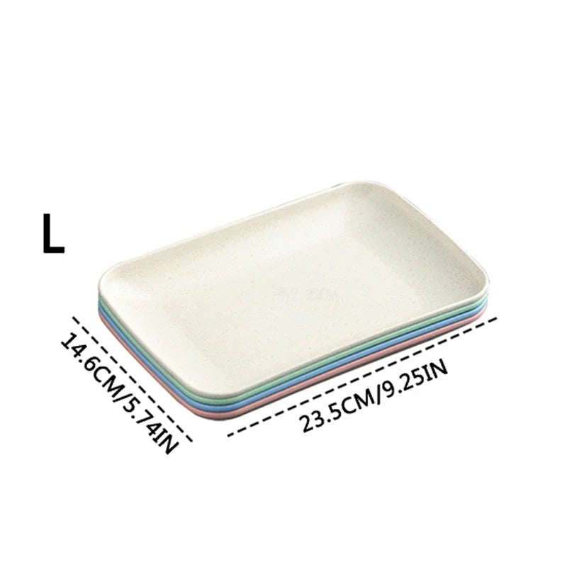 Set of 4 Wheat Straw Plates Dessert Plates Fruit Dish for Dessert Cupcake Salad Steak Home and Kitchen Decor (4 Pcs Rectangle)