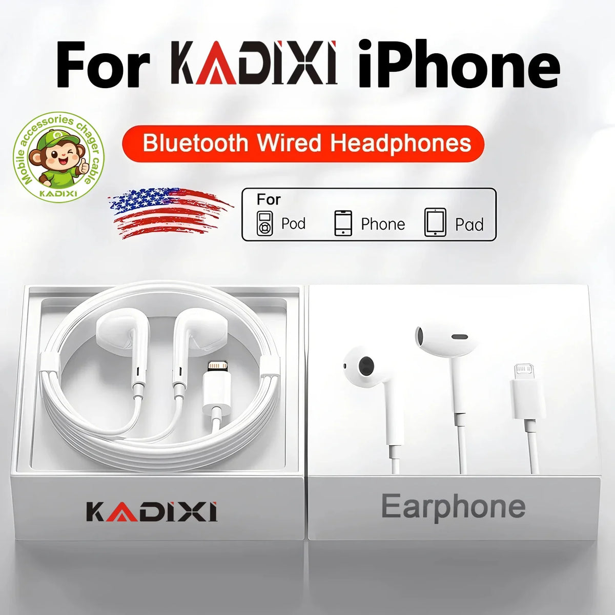 Original Headphones For iPhone 15 14 11 12 13 Pro Max Earphones XR X XS 8 Plus Bluetooth Wired Earbuds Headset Accessories