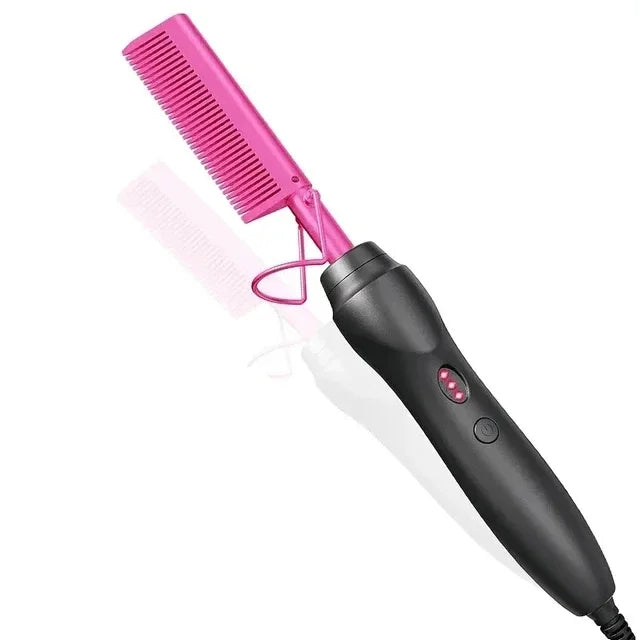 Portable Ceramic Hair Curler Electric Hot Heating Comb Hair Straightener Curler Wet Dry Hair Straightening Hair Styling Tool