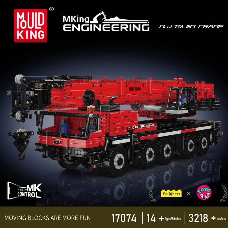 Mould King 17073 17074 Technical Car Toys The RC LTM 1110 Crane Building Block Engineering Truck Brick Set Kids Christmas Gift