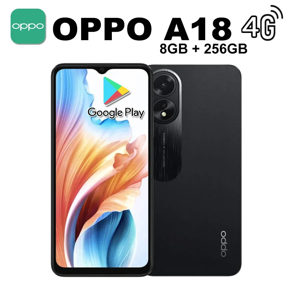 OPPO A18 8GB+256GB Mediatek Helio G85 system 5000mAh long battery life original smart phone EU/US/UK specifications are optional