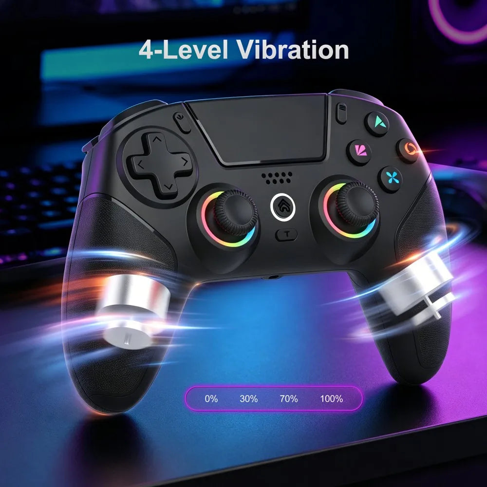 Rechargeable Wireless Gamepad for PS5/PC/Android/iOS with Hall Joystick,Turbo&Macro,RGB Lights,Dual Vibration Game Controller