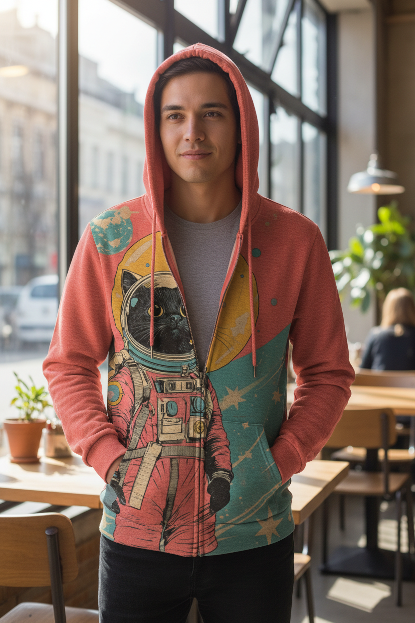 Cartoon Graffiti Cat 3d Print Zipper Hoodies Sweatshirts