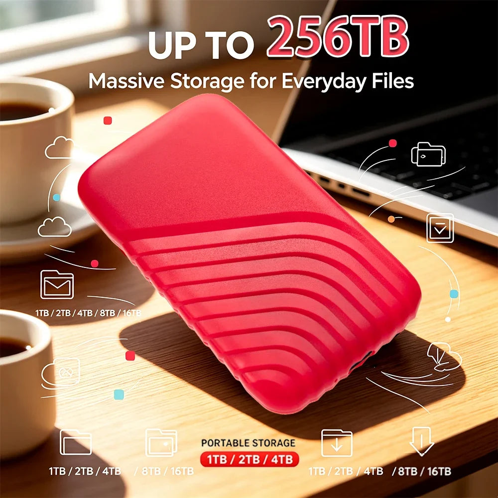 Portable External SSD 2TB 4TB High Speed USB 3.1 Mobile Solid State Drive Cross‑Device Data Storage For Notebook PC Mac