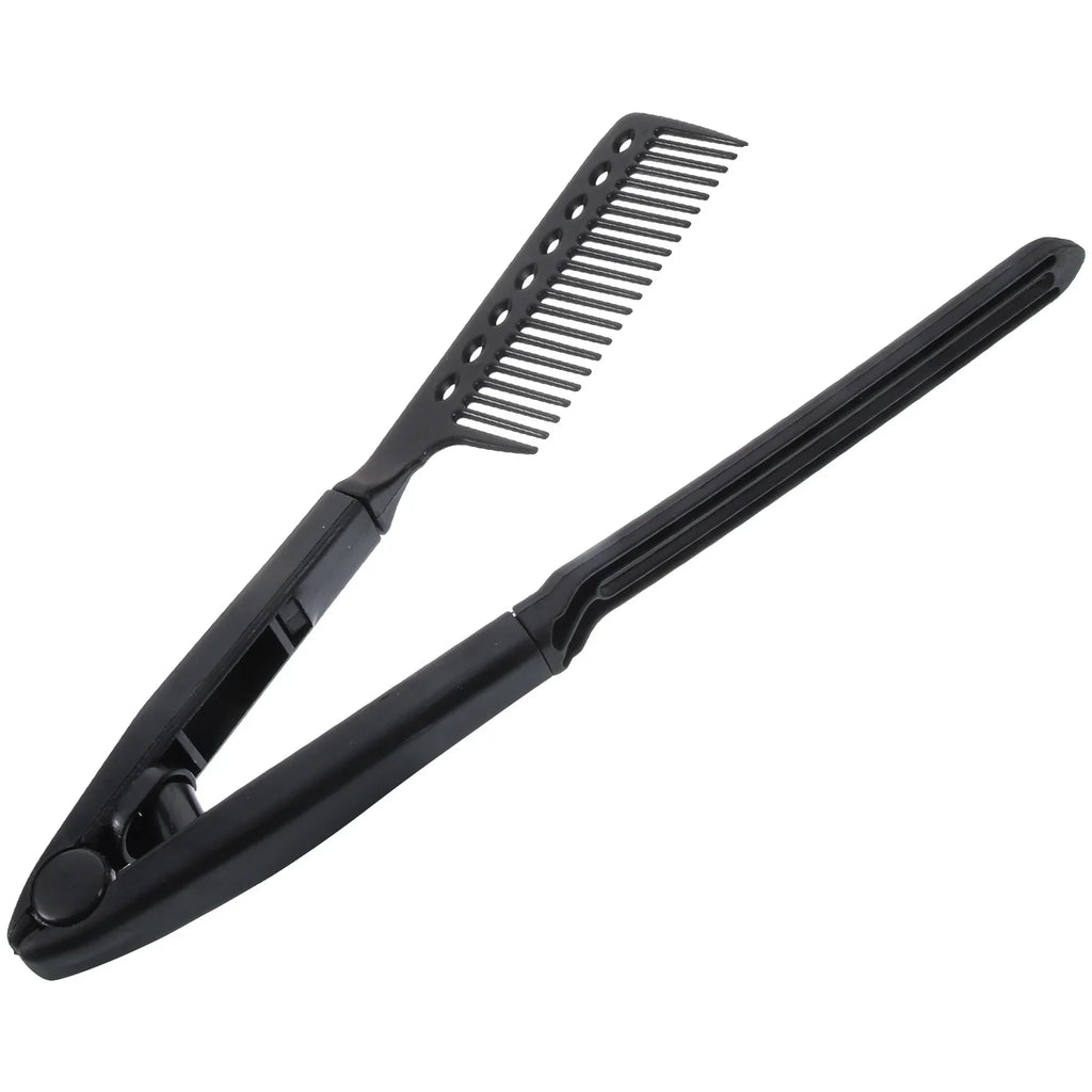 Foldable V Shaped Straightening Comb Hair Straightener Comb for Salon Lightweight Durable Salon Hair Straightener Combs