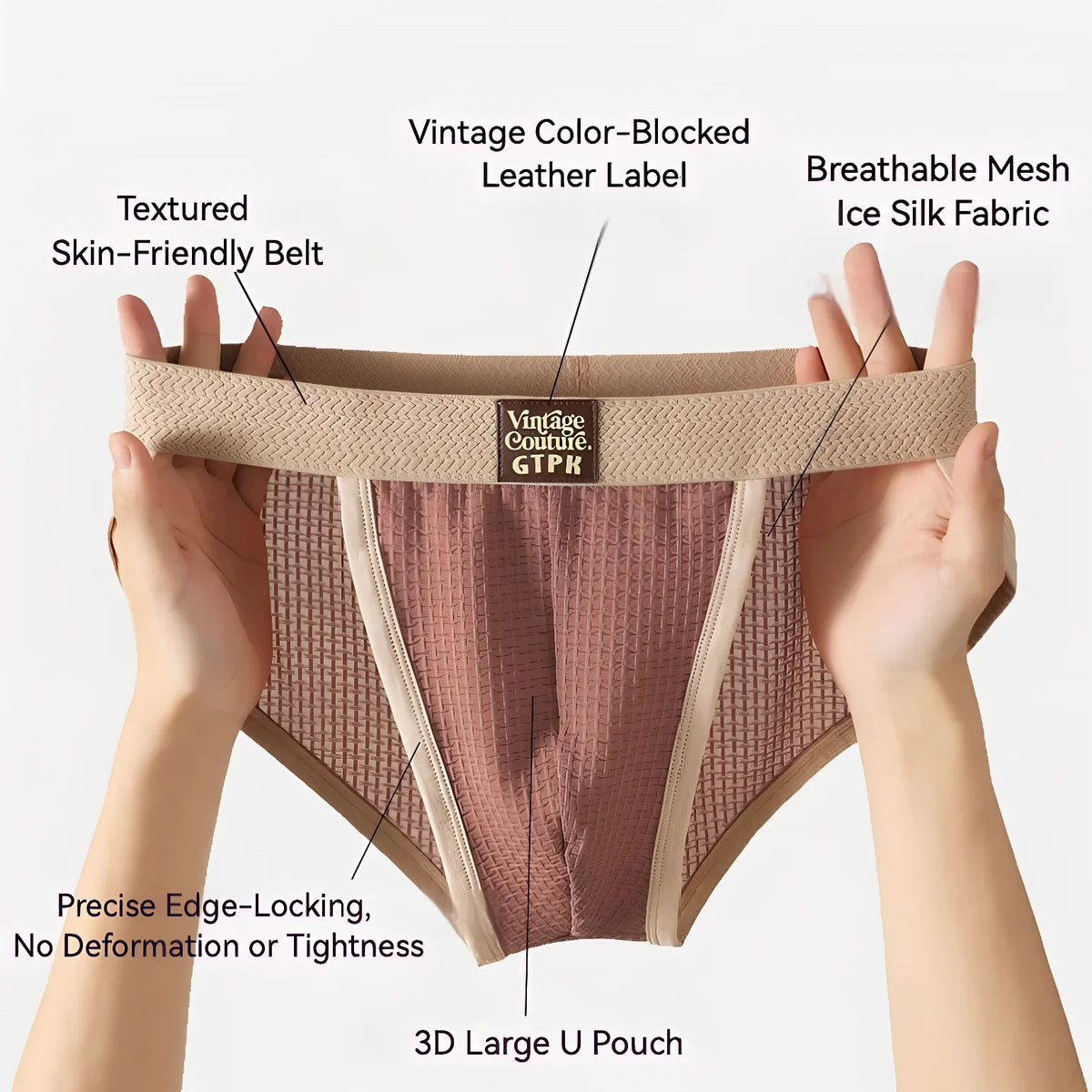 3 pcs Vintage Men High Cut Nylon Briefs Ice Silk Mesh Cool Underpants Soft Breathable Quick Dry Mens Underwear