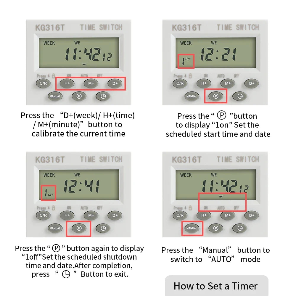 TNCE 30A Timer 220V, time control switch module, set to seconds, 32 groups of timer on and off light, for water pump timer