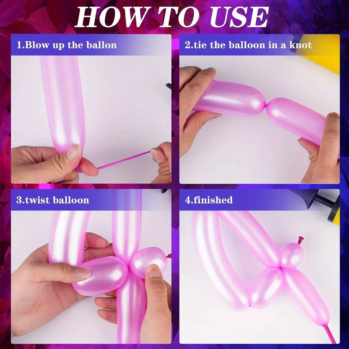100pcs Neon Glow Long Balloons Backlight Reactive Fluorescent Colorful Long Latex Balloons DIY Twisting Birthday Wedding