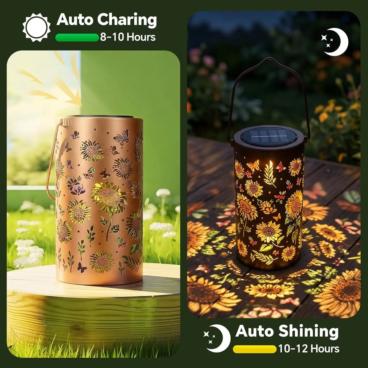 Sunflower Solar Projector Lantern Outdoor Hanging Solar Fairy Lamp Garden Decor Sunflower Solar Light forYard Lawn Holiday Party