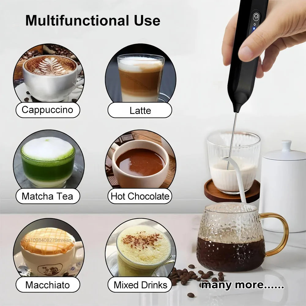 Wireless Milk Frother USB Rechargeable Electric Automatic Rotary Blender Handheld Milk Foamer for Coffee Cappuccino Cream Maker