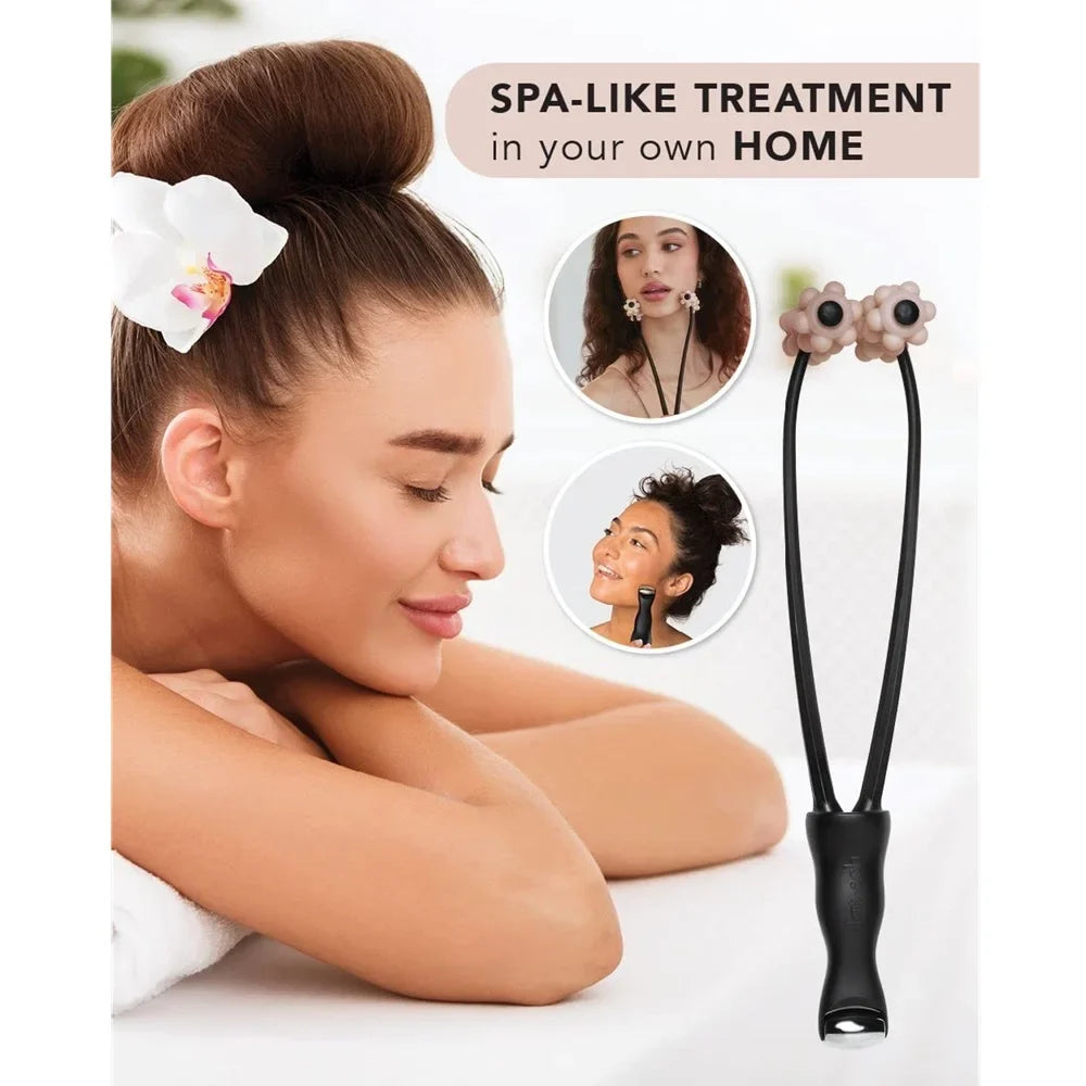 2-in-1 Facial Lifting Roller for Firming Wrinkles Skin Tightening V Jawline Sculpt Face Eye Massager Home Beauty Tools