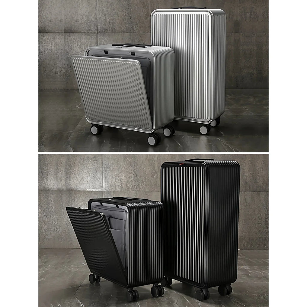 Full Aluminum‑Magnesium Alloy Front Side Opening 10‑90 Split Deep Storage Trolley Luggage Travel Suitcase 20 Inch Carry‑on 24 In