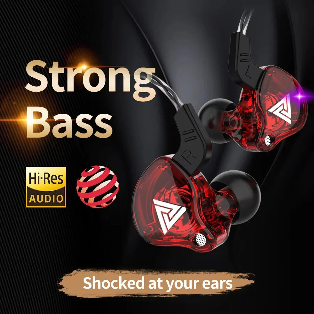 QKZ AK6 Copper Driver HiFi Wired Earphone 3.5MM Race Sport Headphone Bass Stereo Headset Music Earbuds In Ear With Mic,Gifts for Men,Christmas Gifts