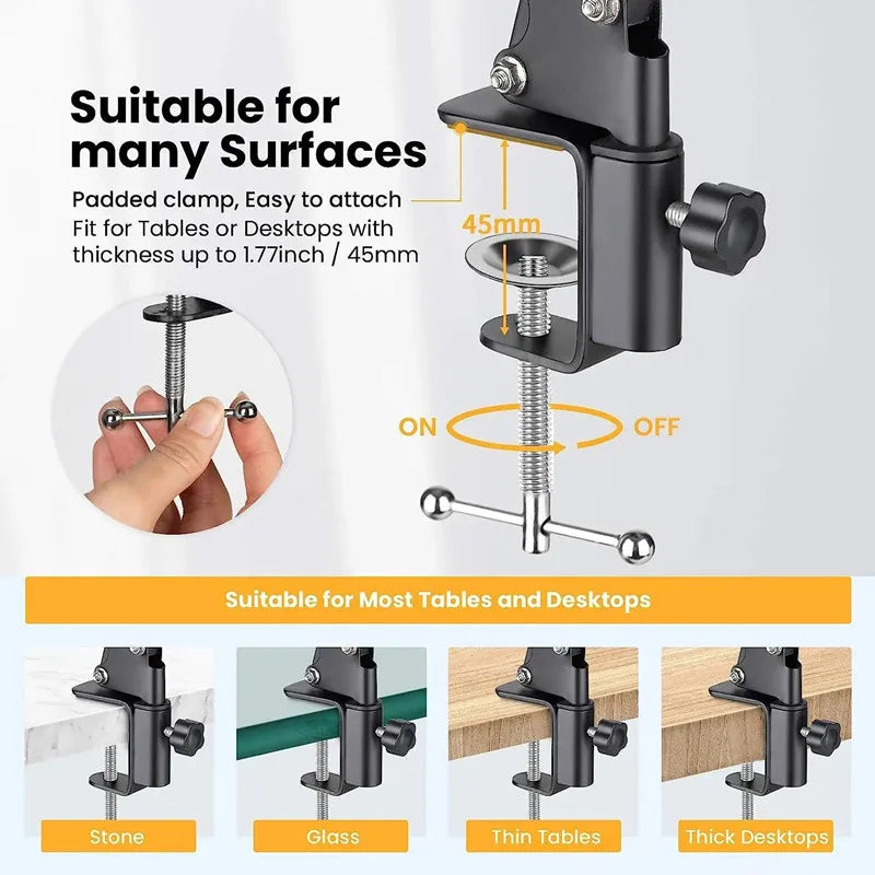 Flexible Arm Overhead Tripod for Phone Desktop Cellphone Bracket for Video Shooting Table Mobile Mount for Filming Recording