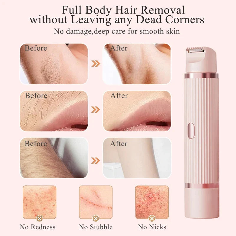 Bikini Trimmer Electric Razor for Women Body Underarm Leg Shaver Female Electric Painless Epilator Facial Mustache Hair Remover