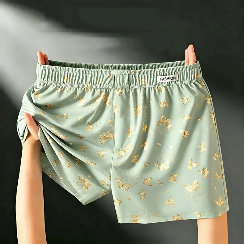4-Piece Butterfly Print Men's Personalized Aro Pants, Loose And Breathable Casual Underwear, Men's Fashionable Boxer Shorts