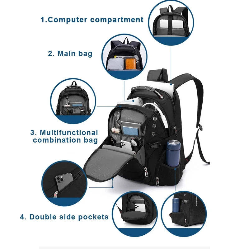 2026 Waterproof 17/20 Inch Laptop Backpack Men Airplane Travel Everyday Backpacks Women Oxford Rucksack Male School Bag Mochila