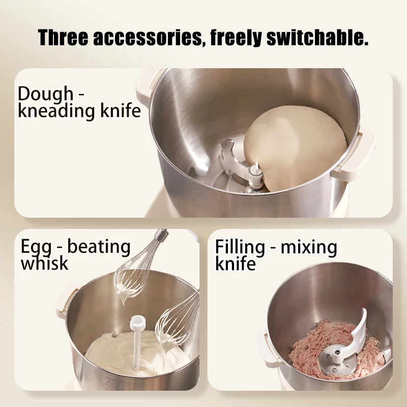 SUNATUR Dough Kneading Machine Household Stand Mixer with Chinese & Western Modes Timed Fermentation  Cream Whipping