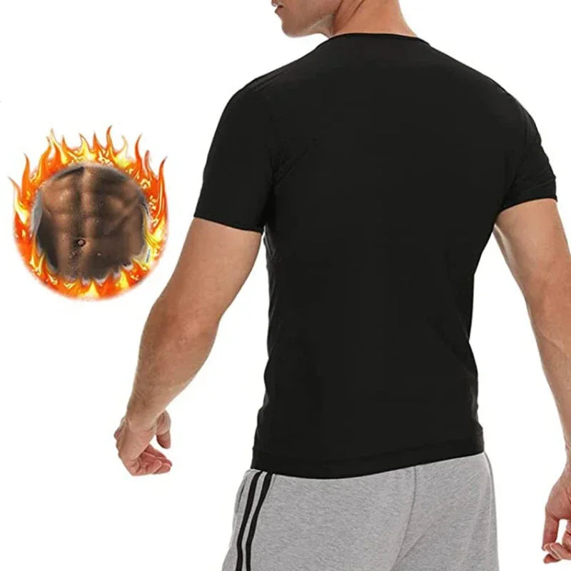Men Sweat Sauna T-shirt Waist Trainer Suit Body Shapers Shapewear Corset Underwear Belly Control Fitness Fat Burn Tops