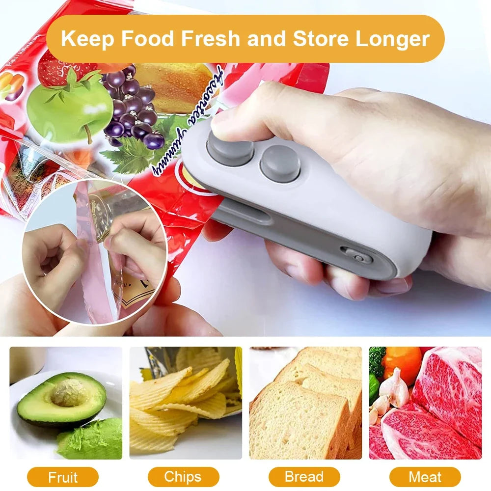 Mini Sealer Heat Bag Sealing Machine Food Package Bag Heat Sealer Rechargeable Portable Handheld Food Plastic Storage Bag Sealer