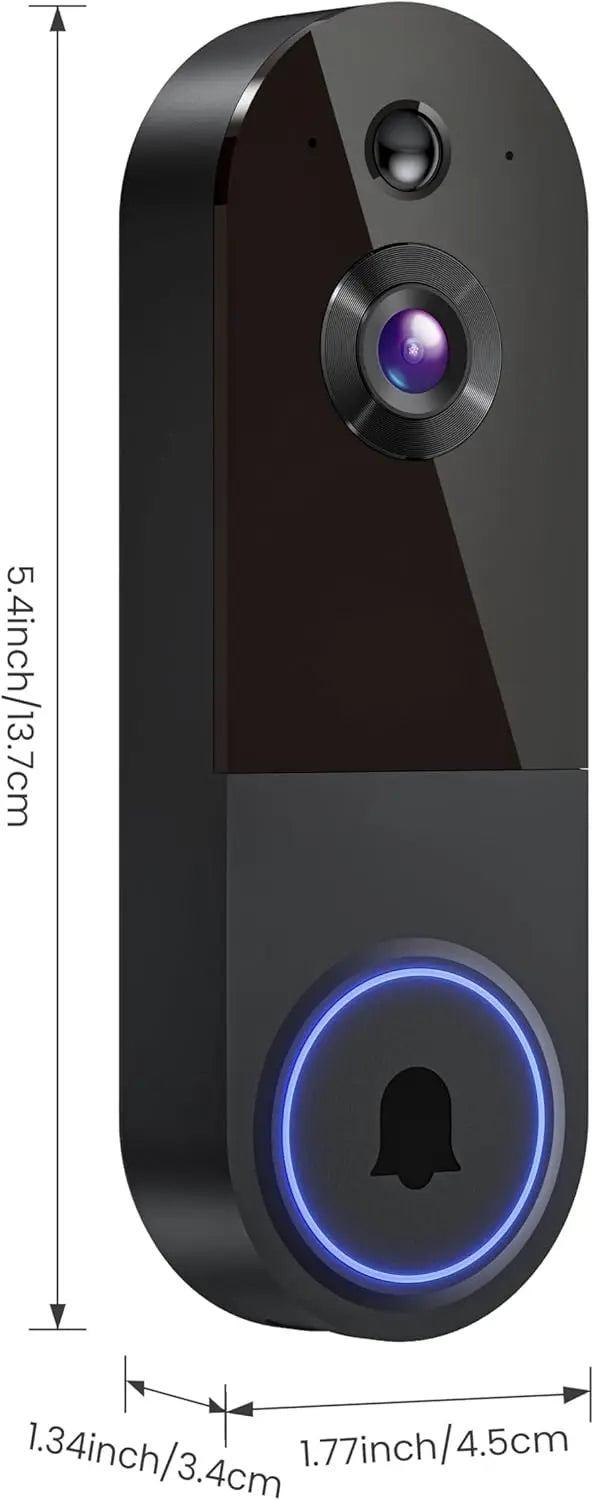 1080p Wireless Wi-Fi Video Doorbell Camera with Night Vision, Two-Way Audio, AI Motion Detection