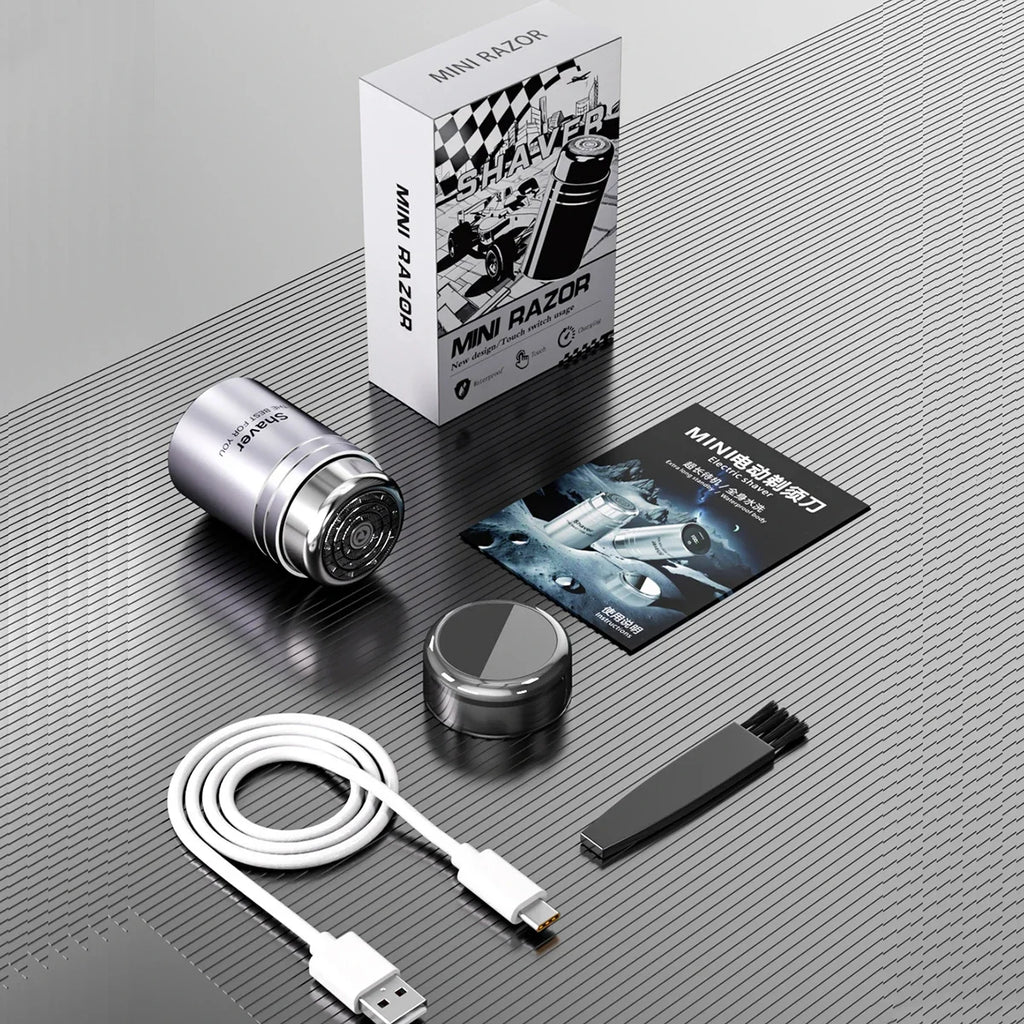 Electrical Mini Shaver for Men 3D Floating Blade IPX7 Washable Type-C USB Rechargeable Shaving Beard Machine for Home Travel