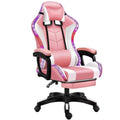 Colorful reclining massage gaming chair with lights and speakers