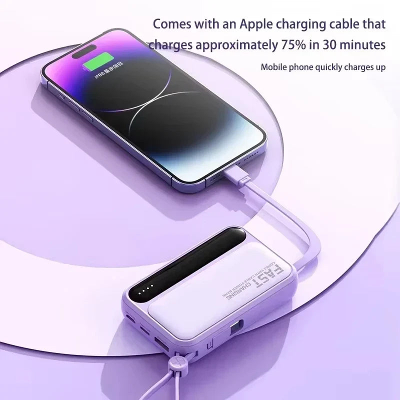 Lenovo 2026New 500000mAh 120W Super Fast Charging 4 In1 Cables Portable Power Bank Powerbank For Iphone Huawei Samsung