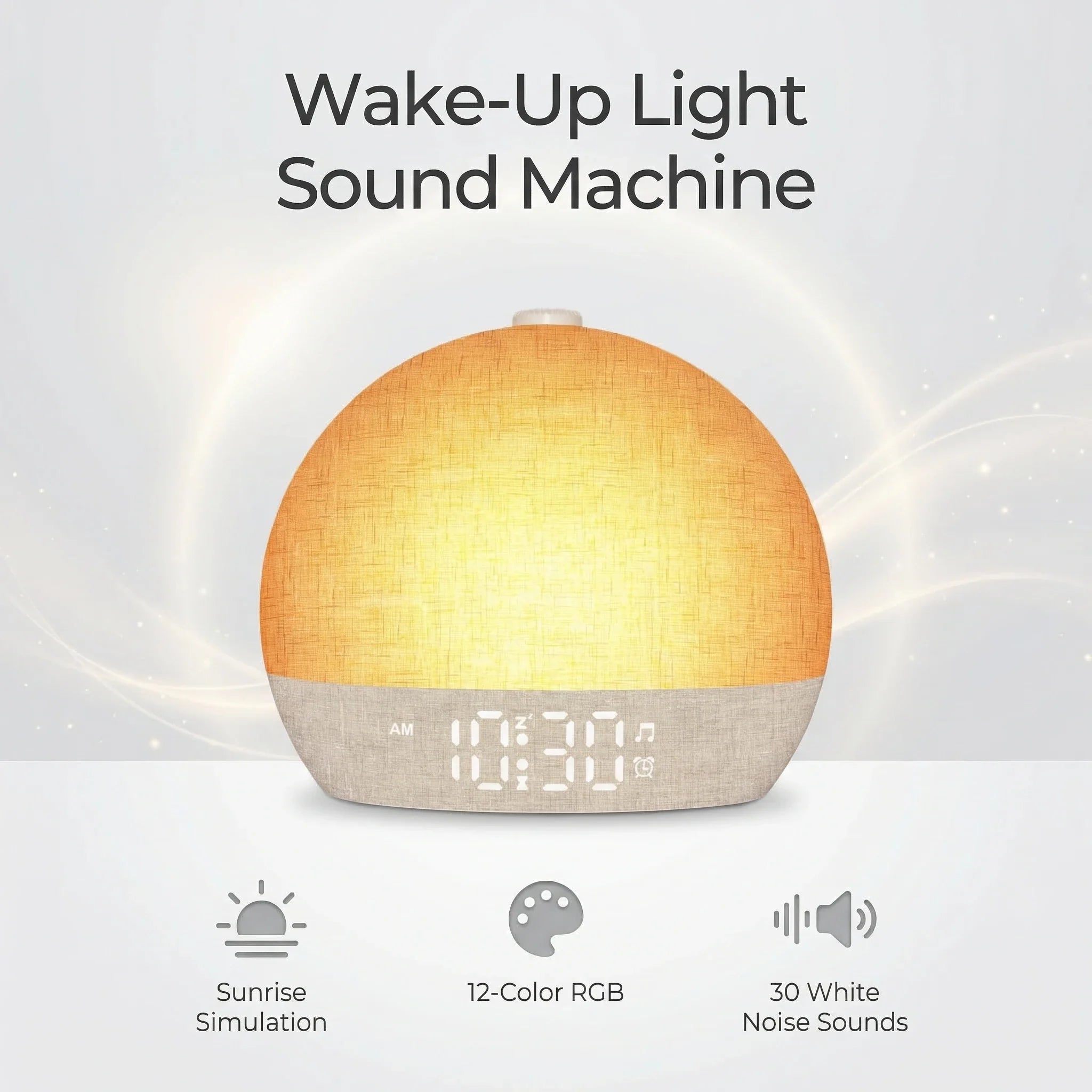 Sunrise Alarm Clock,White Noise Sound Machine Wake Up Light,30 Soothing Sounds,Dimmable Night Light for Heavy Sleeper Ideal Gift
