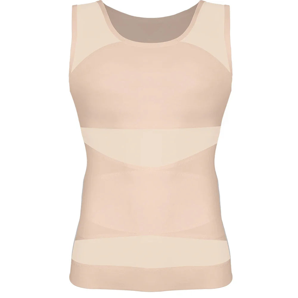 Mens Slimming Body Shaper Vest Gynecomastia Compression Shirts Tummy Control Sleeveless Undershirts Criss Cross Mesh Underwear