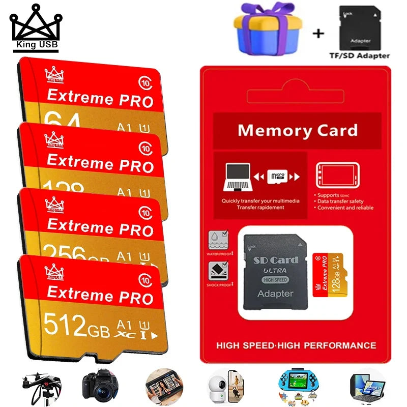 Micro Class10 32/64/128/256/512gb Memory for Smartphone Original Tf Flash Card Flash Class 10 U3 High Quality Premium High Speed