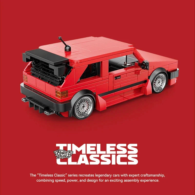 REATIVE Red Golf MK2 Car Building Blocks MOC Speed Vehicle Model Bricks High Tech Ideas Toy Kit Collection DIY Gift Kids Aldult